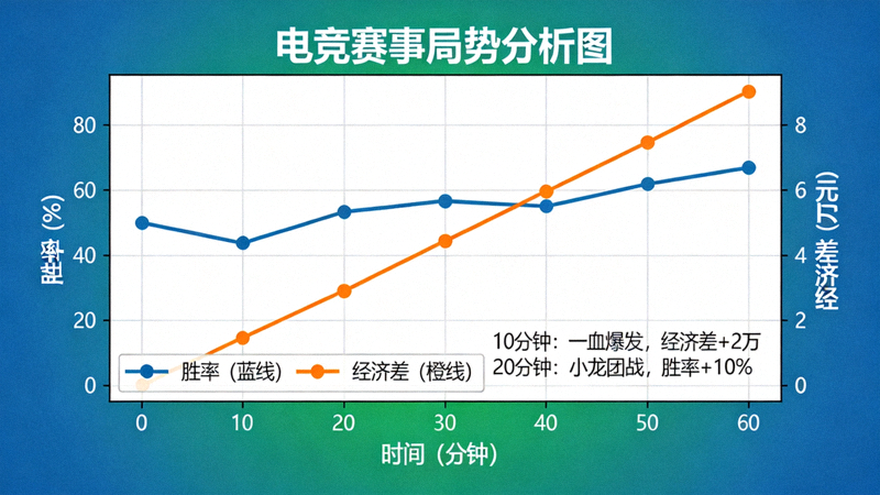 电竞赛事局势胜率走势曲线与经济差变化分析图表